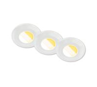 Briloner - Lot de 3 spots LED encastrables 230V salle de bain Boîtier 50% recy hangement de température de couleur, IP44, Ra90, LED Spot, plat, 68mm, 90x30mm (DxH), blanc