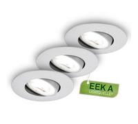 BRILONER - Lot de 3 spots LED encastrables, CEE A source lumineuse, 230V orientables, 2W chacun 360 lm, blanc neutre, design extra plat, spots plafond modernes, 68 mm perçage, 90x24 mm, chrome mat