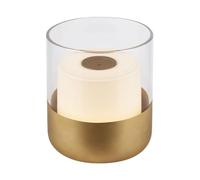 BRILONER - Mini lampe de table LED sans fil avec verre, Lampe de chevet à intensité variable Touch, Lampe de table Outdoor & Indoor, Lampe de camping, Lumière blanche chaude, 9x10 cm, Couleur or