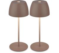 Briloner - Mini lampe de table LED sans fil IP44 avec Touch, variateur continu, batterie et source lumineuse interchangeables, lampe de chevet, lampe décorative, 8x20 cm (DxH), Umbrasand (Lot de 2)