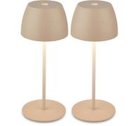 Briloner - Mini lampe de table LED sans fil IP44 avec Touch, variateur continu, batterie et source lumineuse interchangeables, lampe de chevet, lampe décorative, lampe LED, 8x20 cm (DxH), Beige