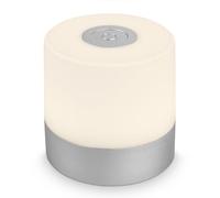 BRILONER - Mini lampe de table LED sans fil, Lampe de chevet à intensité variable Touch, Lampe de bureau, Lampe de lecture, Lampe de table extérieure & intérieure, Chrome Mat