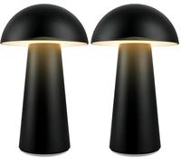 Briloner - Mini lampe de table LED sans fil, tactile, à intensité variable par paliers, IP44, lampe de chevet, de lecture, de camping, batterie, d'extérieur, 12x19,5 cm (DxH), noir (Lot de 2)