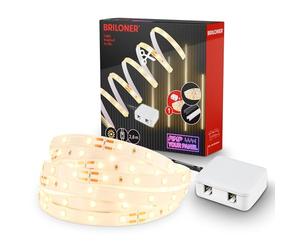 BRILONER - Pimp your Panel LED Strip Starterset, Blanc chaud, Interrupteur à câble, Bande LED, Barre LED, Décoration de chambre, Bande LED, Accessoires panneaux acoustiques, Barre lumineuse, 2,6m