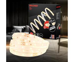 BRILONER - Pimp your Stripe Starter Set 2 m bande LED blanc chaud, interrupteur à câble, 3 m de câble, raccourcissable, auto-adhésif, bande LED, rétro-éclairage TV LED, jeux LED, bandes LED
