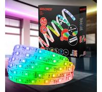 BRILONER - Pimp your Stripe Starter Set Bande LED de 2 m, protection contre les éclaboussures IP44, commande vocale via appli, câble de 3 m, couleur RGBW, raccourcissable, extérieur, bande LED