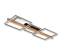 BRILONER - Plafonnier à LED avec décor bois, intensité lumineuse réglable par paliers, couleur blanc chaud, lampe à LED, salon, lampe de chambre à coucher, cuisine, 108x35x8 cm (LxlxH), noir-bois