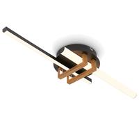 BRILONER - Plafonnier LED à lumière blanche chaude, profilés d'angle, salon, chambre, luminaire plafonnier, 58,5x16x7,5 cm, noir-bois