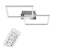 BRILONER - Éclairage plafonnier LED, plafonnier à intensité réglable, télécommandé, incluant une commande pour la température de couleur, chrome et aluminium, 50 x 38,8 x 7,8 cm (LxlxH)