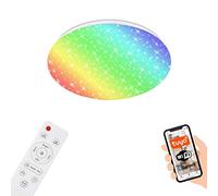 Briloner - Plafonnier de salle de bain LED intelligent WiFi, changement de couleur RVB, contrôle de la température de couleur CCT, plafonnier avec décor étoilé, commande vocale, Ø33 cm