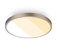 BRILONER - Plafonnier LED, 18W 2000lm, 2700K 3000K 4000K, IP44 Protection éclaboussures, plafonnier lumineux, lampe salle de bain, lampe cuisine, 24 x 6 cm, Nickel Mat
