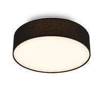 BRILONER - Plafonnier LED avec abat-jour en tissu, 16 W 2800 lm, lumière blanc chaud, lustre salon, chambre, luminaire cuisine, plafonnier LED salon, lampe plafond, 30 x 10,5 cm, Noir