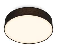 Briloner - Plafonnier LED avec abat-jour en tissu, 24 W 2600 lm, lumière blanc chaud, lustre salon, chambre, luminaire cuisine, plafonnier LED salon, lampe plafond, 38 x 10,5 cm, Noir