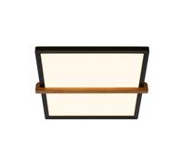 Briloner - Plafonnier LED avec bois, lumière indirecte, blanc chaud 3.000K, lampe LED, plafonnier LED, lampe de salon, panneau LED, lampe de cuisine, plafonnier, 29 x 31,5 x 4 cm, noir