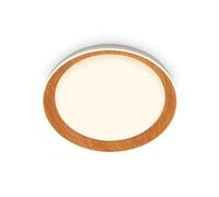 BRILONER - Plafonnier LED avec décor bois translucide, lumière blanche chaude, 24W, 2600lm, lampe LED, plafonnier LED, lampe de salon, lampe de cuisine, éclairage de plafond, 43 x 8 cm (DxH), Bois