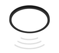 BRILONER - Plafonnier LED avec détecteur de mouvement IP44 portée 3m, couleur de lumière blanc neutre, plat, détection 120 degrés, plafonnier LED, panneau LED, 24x3 cm, noir