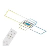BRILONER - Plafonnier LED avec miroir Infinity, effet tunnel 3D, dimmable, CCT, télécommande, lampe LED, plafonnier, lampe de salon, lampe de chambre, lampe de cuisine, 110x42 cm, couleur alu