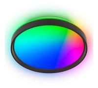 BRILONER - Plafonnier LED avec télécommande, CCT, veilleuse, minuterie, lustre salon, lustre chambre, luminaire plafonnier, cuisine, 48 x 8 cm, noir