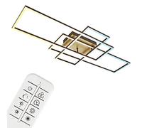 BRILONER - Plafonnier LED avec télécommande, intensité lumineuse variable, réglable de blanc chaud à blanc neutre, lampe LED, plafonnier, lampe de salon, 104x42x10 cm, doré