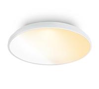 BRILONER - Plafonnier LED avec télécommande, intensité réglable, anneau décoratif, lumière du blanc chaud au neutre, lustre salon, lustre chambre, 48 x 6,5 cm, blanc