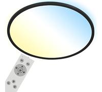 BRILONER - Plafonnier LED CCT, Plafonnier LED rétroéclairé, Ultra plat, Variable, Télécommande, Blanc chaud, Blanc neutre, Blanc froid, 480x30mm