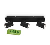 BRILONER - Plafonnier LED, CEE A source lumineuse, orientable, 3000K blanc chaud, 2,5 W chacun 450 lumens, design extra plat, éclairage salon, cuisine, chambre, couloir, 45 cm, noir
