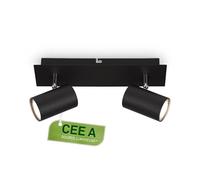 BRILONER - Plafonnier LED, CEE A source lumineuse, orientable, 3000K blanc chaud, 2,5 W chacun 450 lumens, design extra plat, éclairage salon, cuisine, chambre, couloir, 29 cm, noir