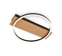 BRILONER - Plafonnier LED décor bois, lumière blanche chaude, 13W, 1400 lm, plafonnier, lampe, lampe de salon, lampe de chambre, lampe de cuisine, 34x30x6 cm, noir-bois