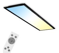 Plafonnier LED à montage apparent, intensité lumineuse variable, avec télécommande Plafonnier noir, 24W 2200lm blanc chaud/blanc froid, LxH 100 x 6 cm