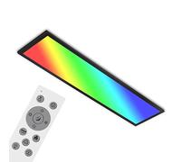 BRILONER Plafonnier LED RGB, plafonnier LED CCT, ultra plat, variateur, changement de couleur, télécommande, blanc chaud, blanc neutre, blanc froid, 1000x250x66 mm (LxlxH), 7054-015, Noir