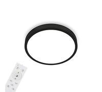 BRILONER - Plafonnier LED RGBW, LED à intensité variable, couleurs de lumière variées, blanc neutre, lampe en saillie, télécommande, noir, Ø380x50 mm