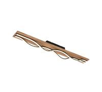 BRILONER - Plafonnier LED vintage en forme de vague, lumière blanc chaud, socle en bois, plafonnier LED, lampe, lampe de salon, lampe de chambre, lampe de cuisine, plafonnier, 98 cm, bois noir