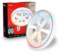 Briloner Plafonnier ventilateur télécommande Ø48cm rond 48,5W 6400lm 2700K-6500K blanc chaud à blanc lumière du jour RGBIC moteur DC blanc - Plafonnier chambre couloir