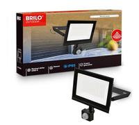 BRILONER - Projecteur LED extérieur avec détecteur de mouvement, blanc neutre, 50W 4500lm, IP65 protection poussière et eau, éclairage extérieur pour jardin, garage, façade, 17,5x21x4 cm, Noir
