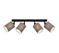 BRILONER - Projecteur, Plafonnier avec effet étoilé, Luminaire de plafond, Têtes de projecteur orientables et pivotantes, 4x E27, max. 25 Watts chacun, Gris-Noir, 650x130x155 mm (max. 259 mm) (LxlxH)