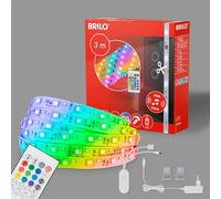 BRILONER - RGBIC LED Strip 3m, Magic RGB LED bande lumineuse raccourcissable, contrôlé par la musique, capteur de musique, télécommande, bande LED, bande LED RGBIC