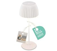 BRILONER - Riffle Lampe de table LED sans fil IP44 avec bord lumineux, variateur tactile, batterie remplaçable, lampe de chevet sans fil, German Design Award Winner 2025, 14,5x36,5 cm, blanc