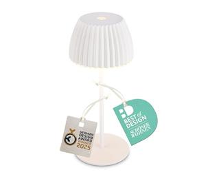 BRILONER - Riffle Mini lampe de table LED sans fil IP44 avec bord lumineux, variateur tactile, batterie remplaçable, lampe de chevet sans fil, German Design Award Winner 2025, 8,5x20 cm, blanc