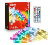 BRILONER - Ruban LED 10 m CCT IC blanc réglable et RGB IC changement dynamique, variateur continu, télécommande, capteur musical, pour prise secteur, decoration gaming, bande lumineuse, Blanc