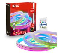 BRILONER - Ruban LED 3 m avec télécommande, RGB IC à changement dynamique, USB, capteur musical, effet néon flexible pour décoration intérieure, rubans à LED, bande lumineuse