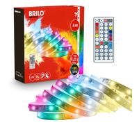 BRILONER - Ruban LED 5 m CCT IC blanc réglable et RGB IC changement dynamique, variateur continu, télécommande, capteur musical, pour prise secteur, decoration gaming, bande lumineuse, Blanc