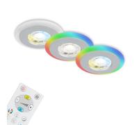 BRILONER - Set de 3 lampes à encastrer au plafond LED, anneau lumineux LED RGB CCT, lampes à encastrer plates LED, spot à encastrer salle de bain, IP44, chrome mat, 84x34 mm (DxH)