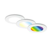 Briloner - Set de 3 lampes LED encastrées au plafond, lampes encastrées RGB CCT, spot LED encastré salle de bain, spot encastré salle de bain IP65, noir, 92x45 mm (DxH), 7035-036, Blanc