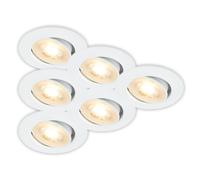 Briloner - Set de 6 Spots LED Encastrables 230V, Orientables, Blanc | Set de 6, Lumière Blanche Chaude, Spot Plafond, Extra Plat, Spots Encastrables, Perçage 68mm, 450lm, 3000K, 8x3,2cm, IP20