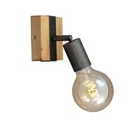 Briloner - Spot - Applique murale design en bois et en metal gris - Lampe murale pivotable et rotatif - Style vintage, retro, industrielle - 1xE27 - Dimensions : 10x10,3x9cm