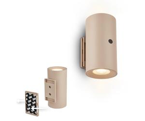 BRILONER Sticklights - Lampe murale sans électricité ni perçage avec batterie, tactile, dimmable, lumière blanche chaude, sans fil, murale rechargeable, 6,1x12 cm, beige