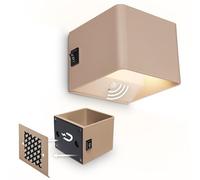 BRILONER Sticklights - Lampe murale sans électricité ni perçage avec détecteur de mouvement, batterie, sans fil, murale rechargeable, 10x8x10 cm, beige
