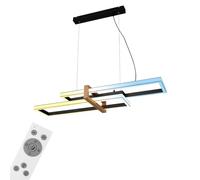 Briloner - Suspension LED dimmable CCT avec télécommande, veilleuse et minuterie, plafonnier LED, lampe de salon, suspension, lampe de cuisine avec bois