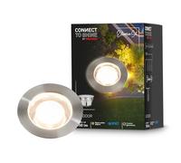 Briloner - Système de jardin Connect to Shine 12V, spot encastrable sol LED, kit d'extension, IP67, lumière blanc chaud, éclairage de jardin, 45x25 mm, argent