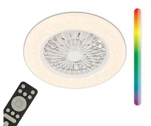 Briloner TUULETIN A Plafonnier ventilateur de plafond, plafonnier, dimmable, télécommande, CCT, RGBIC, blanc, Ø48,5 x 14 cm